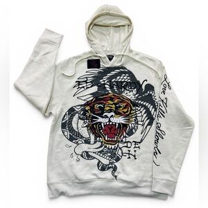 ED HARDY RETRO TIGER HOODIE / COLOR: IVORY